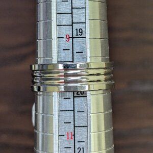 Stainless Steel Ring Band Silver Gray Grey Ribbed Size 10 Classic Modern